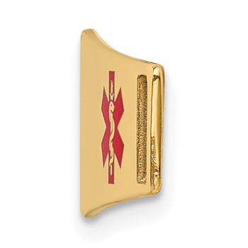 14K 38x10mm Off-Center Red Epoxy Enameled Soft Diamond Shape Medical ID Plate # 819 — alternate view