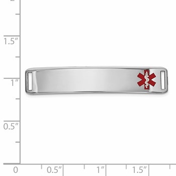 14K White Gold 38x8mm Off-Center Red Epoxy Enameled Medical ID Plate # 819 — alternate view