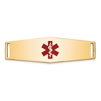 14K 39x13mm Centered Red Epoxy Enameled Soft Diamond Shape Medical ID Plate # 820