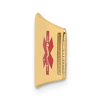 14K 39x13mm Off-Center Red Epoxy Enameled Soft Diamond Shape Medical ID Plate # 820 — alternate view