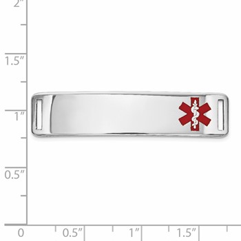 14K White Gold 39x10mm Off-Center Red Epoxy Enameled Medical ID Plate # 820 — alternate view