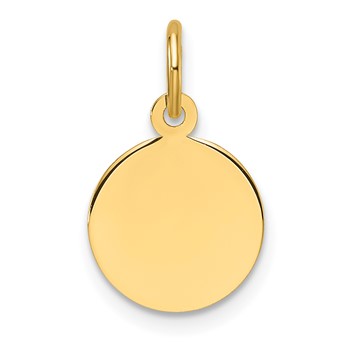 14k Plain .009 Gauge Round Engravable 10.6mm Disc Charm