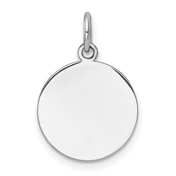 14k White Gold Plain .011 Gauge Round Engravable Disc Charm — alternate view