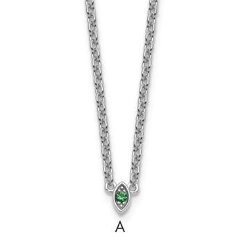 14k White Gold 1 Genuine Birthstone Mother's Necklace