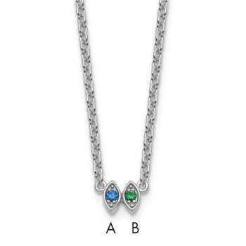 14k White Gold 2 Birthstone Necklace Mounting