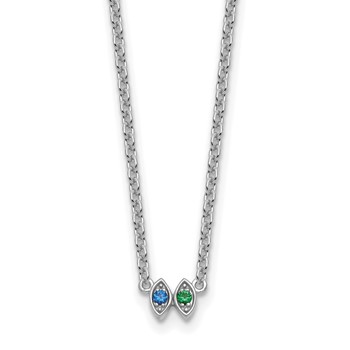 14k White Gold 2 Birthstone Necklace Mounting — alternate view