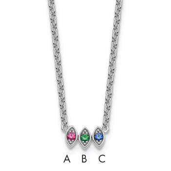 14k White Gold 3 Birthstone Mother's Necklace Mounting