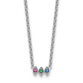 14k White Gold 3 Birthstone Mother's Necklace Mounting — alternate view
