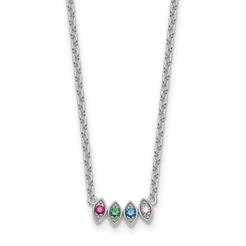 14k White Gold 4 Birthstone Mother's Necklace Mounting — alternate view