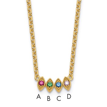 14k 4 Genuine Birthstone Mother's Necklace