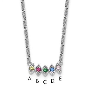 14k White Gold 5 Birthstone Mother's Necklace Mounting