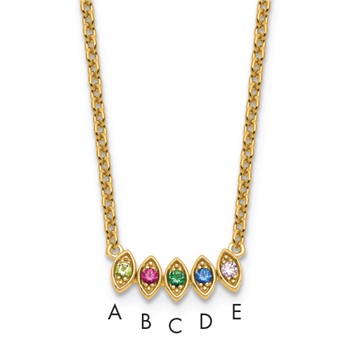14k 5 Synthetic Birthstone Mother's Necklace