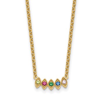 14k 5 Synthetic Birthstone Mother's Necklace — alternate view