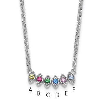 14k White Gold 6 Genuine Birthstone Mother's Necklace