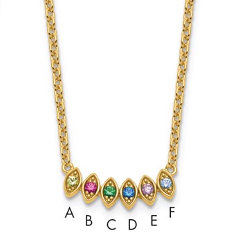 14k Synthetic 6 Birthstone Mother's Necklace