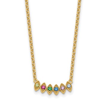 14k Synthetic 6 Birthstone Mother's Necklace — alternate view