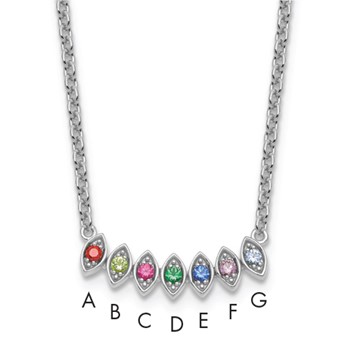 14k White Gold 7 Birthstone Mother's Necklace Mounting