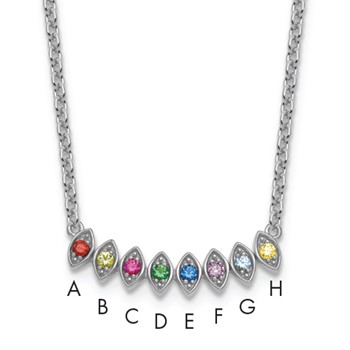 14k White Gold 8 Synthetic Birthstone Mother's Necklace