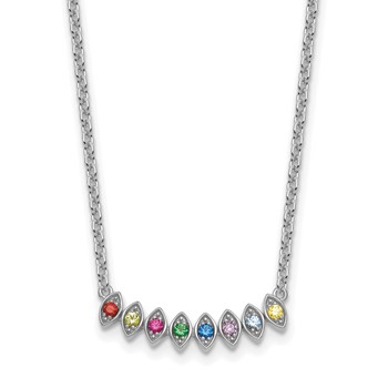14k White Gold 8 Synthetic Birthstone Mother's Necklace — alternate view