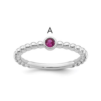 14k White Gold 1 Birthstone Mother's Ring Mounting