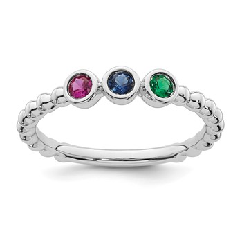 14k White Gold 3 Birthstone Mother's Ring Mounting — alternate view