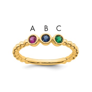 14k 3 Birthstone Mother's  Ring Mounting