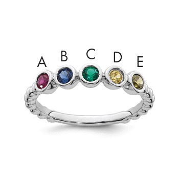 14k White Gold 5 Birthstone Mother's  Ring Mounting