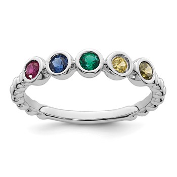 14k White Gold 5 Birthstone Mother's  Ring Mounting — alternate view