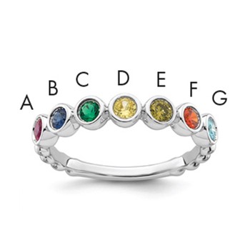 14k White Gold 7 Birthstone Mother's Ring Mounting