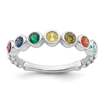 14k White Gold 7 Birthstone Mother's Ring Mounting — alternate view