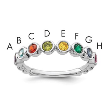 14k White Gold 8 Genuine Birthstone Mother's Ring
