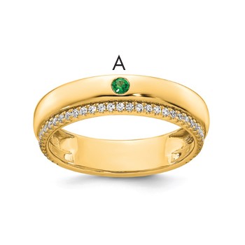 14k 1 Birthstone and Diamond Mother's Ring Semi-mount