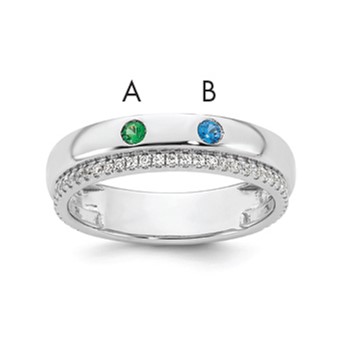 14k WG 2 Birthstone and Diamond Mother's Ring Semi-mount