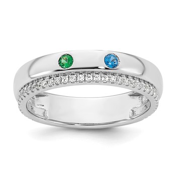 14k WG 2 Birthstone and Diamond Mother's Ring Semi-mount — alternate view