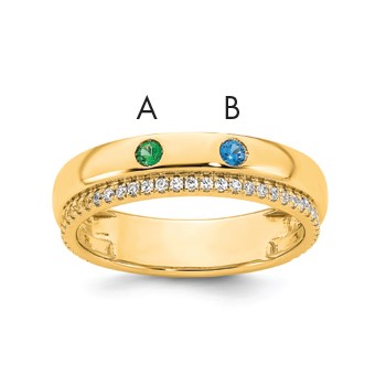14k 2 Birthstone and Diamond Mother's Ring Semi-mount