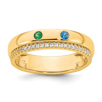 14k 2 Birthstone and Diamond Mother's Ring Semi-mount — alternate view