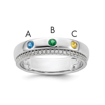 14k WG 3 Birthstone and Diamond Mother's Ring Semi-mount