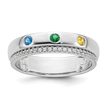 14k WG 3 Birthstone and Diamond Mother's Ring Semi-mount — alternate view