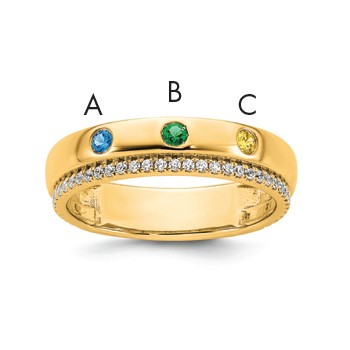 14k 3 Birthstone and Diamond Mother's Ring Semi-mount