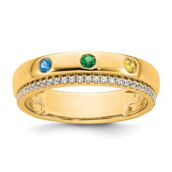 14k 3 Birthstone and Diamond Mother's Ring Semi-mount — alternate view