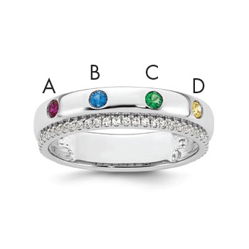 14k WG 4 Birthstone and Diamond Mother's Ring Semi-mount