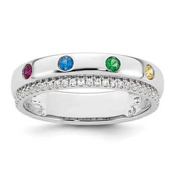 14k WG 4 Birthstone and Diamond Mother's Ring Semi-mount — alternate view