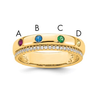 14k 4 Birthstone and Diamond Mother's Ring Semi-mount