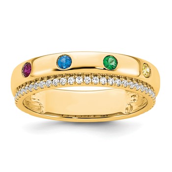 14k 4 Birthstone and Diamond Mother's Ring Semi-mount — alternate view