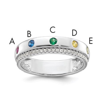 14k WG 5 Birthstone and Diamond Mother's Ring Semi-mount
