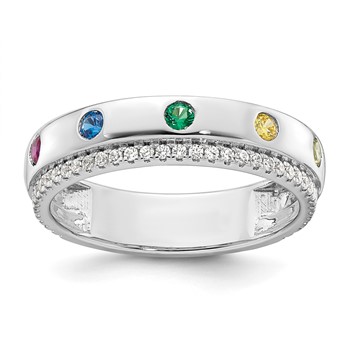 14k WG 5 Birthstone and Diamond Mother's Ring Semi-mount — alternate view