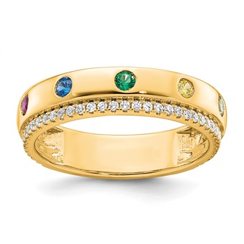 14k 5 Birthstone and Diamond Mother's Ring Semi-mount — alternate view