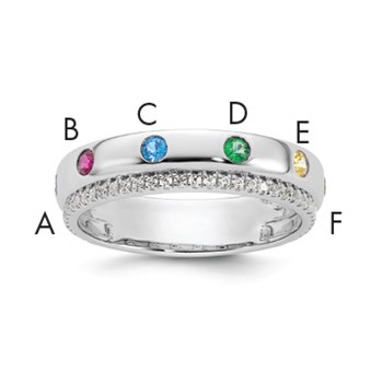 14k WG 6 Birthstone and Diamond Mother's Ring Semi-mount