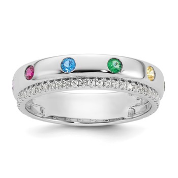 14k WG 6 Birthstone and Diamond Mother's Ring Semi-mount — alternate view