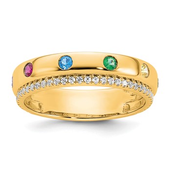 14k 6 Birthstone and Diamond Mother's Ring Semi-mount — alternate view
